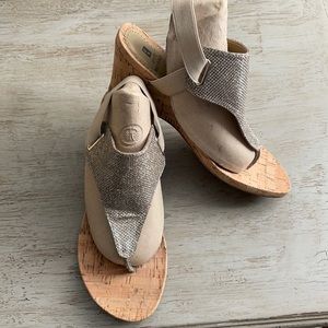 Sparkly White Mountain Cork Wedge Sandals